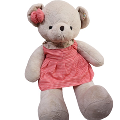 عروسک خرس طوسی طرح دامن صورتی